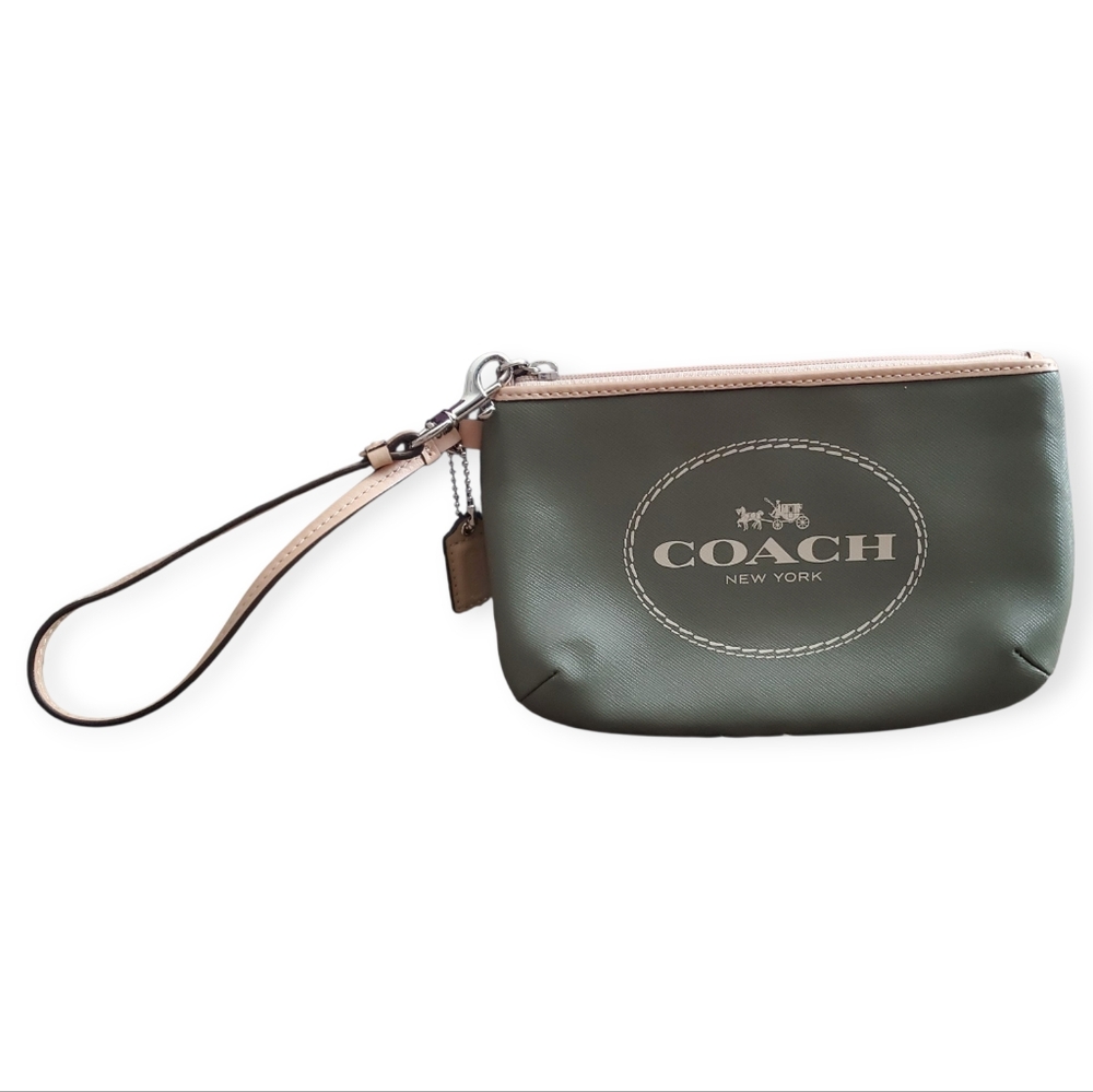 Coach Olive and Beige Wristlet